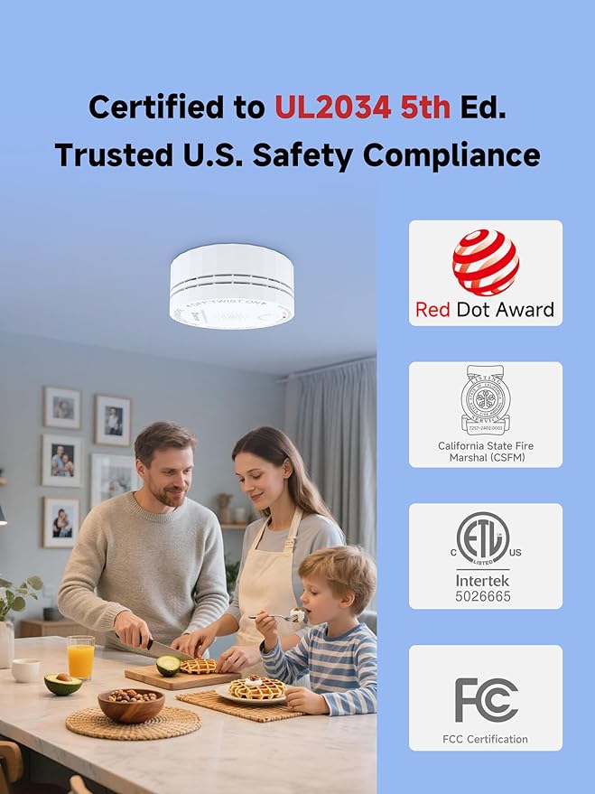 Heiman Smart Carbon Monoxide Detectors, Real-Time Notifications, 2.4 GHz Wi-Fi - Image 2