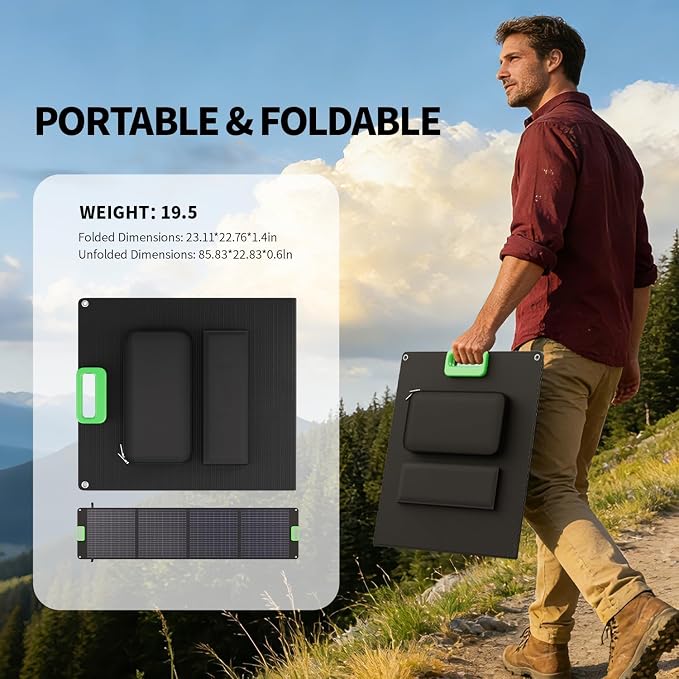 GRECELL 1200W Portable Power Statio with 200W Portable Solar Panel 23.5% High Efficiency Solar Panel, 672Wh LiFePO4 Battery Solar Generator with 9 Output Ports for Outdoor Camping, RV, Travel - Image 8