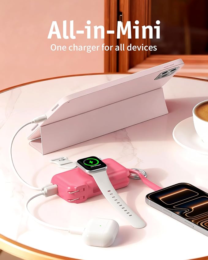 RORRY Flow Portable Charger, 10000mAh 40W Fast Charging Power Bank with Built-in USB C Cable and Foldable Wall Plug, Battery Pack Travel Essentials for iPhone 17/16/15, Apple Watch, iPad, MacBook - Image 2