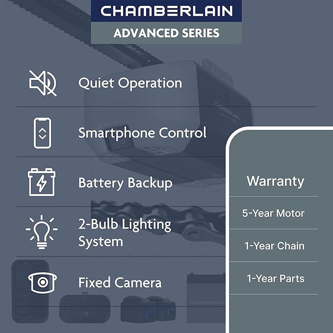 Chamberlain 3/4 HP Chain Drive Smart Garage Door Opener - Image 2