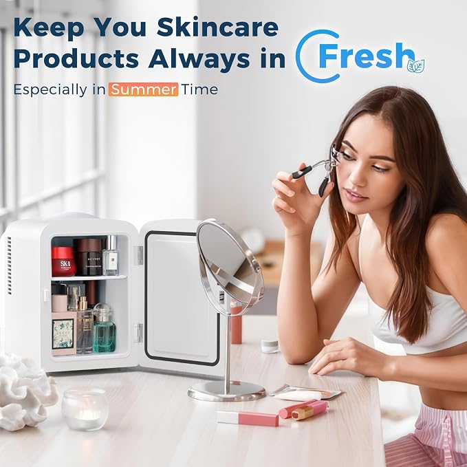 Antarctic Star Compact Refrigerator, Portable Mini Fridge, Skin Care 4L Capacity/6 Cans, for Bedroom, Car, Office & Dorm, Small Cooler for Cosmetics, Beverage and Food, White - Image 5