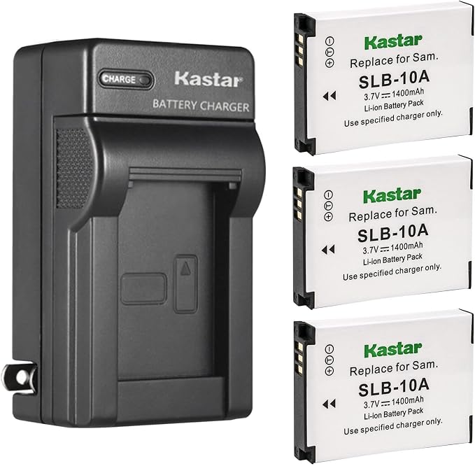 Kastar 3-Pack SLB-10A Battery and AC Wall Charger Replacement by Kastar