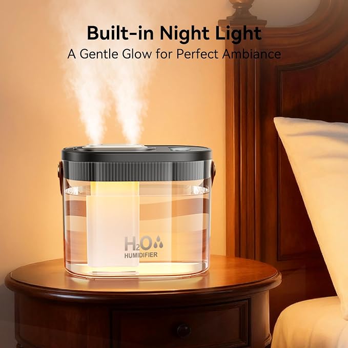 DIGIX Rechargeable Portable Humidifier-Smart Display,Night Light,Easy Clean,1.4L Small Humidifiers for Bedroom Baby, Personal Mini Humidifier for Travel Home Plants,3 Mist Modes, Auto Shut-Off (Black) - Image 7