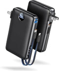 Power Bank, 50000 mAh Portable Charger with Built in Cable & Wall Plug, 22.5W Fast Charging, Travel Essential Battery Pack with LED Display for iPhone 17/16/15/14 Series, Galaxy, iPad Black by Unknown