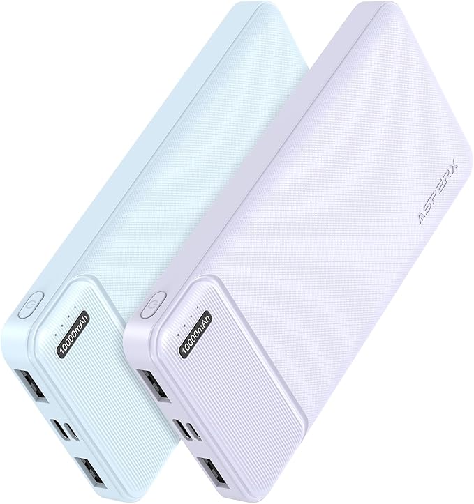 AsperX 2-Pack 10000mAh USB C Output Portable Charger Power Bank Fast Charging, Portable Phone Charger External Battery Pack for iPhone, Android, Google LG and Heated Vest by AsperX