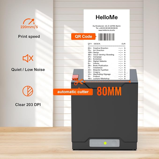 Thermal Receipt Printer, Restaurant Kitchen Printer, 80mm POS Printer - Image 5