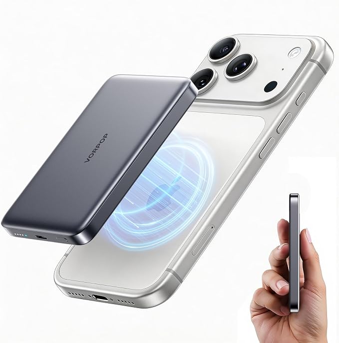 10,000mAh for Magsafe Portable Charger for iPhone, 0.5" Ultra-Slim Magnetic Power Bank, Fast Charging with USB C Cable, Wireless Battery Pack for iPhone 17/16/15/14/13/12 Series Travel Essentials by Unknown