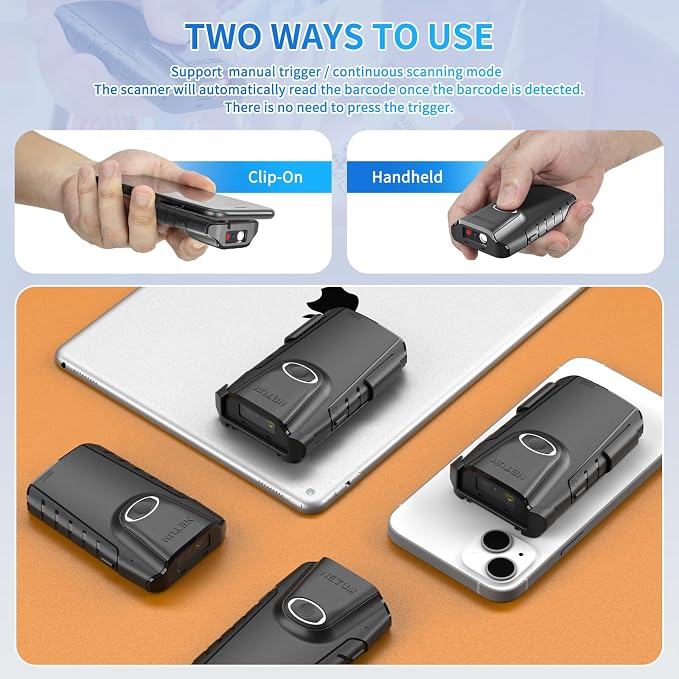 NETUM Bluetooth 2D Barcode Scanner, 3-in-1 Small Portable QR Bar Code Reader - Image 7