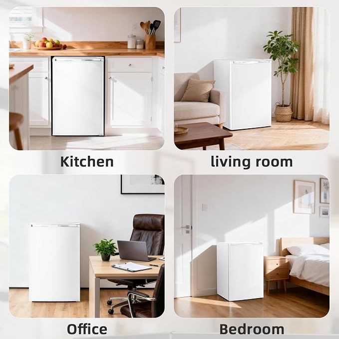Antarctic Star 4.5 Cu.Ft Compact Refrigerator with Freezer,Mini Fridge Single Door with Adjustable Thermostat,Removable Glass Shelves for Apartment/Dorm/Office,WHITE - Image 7