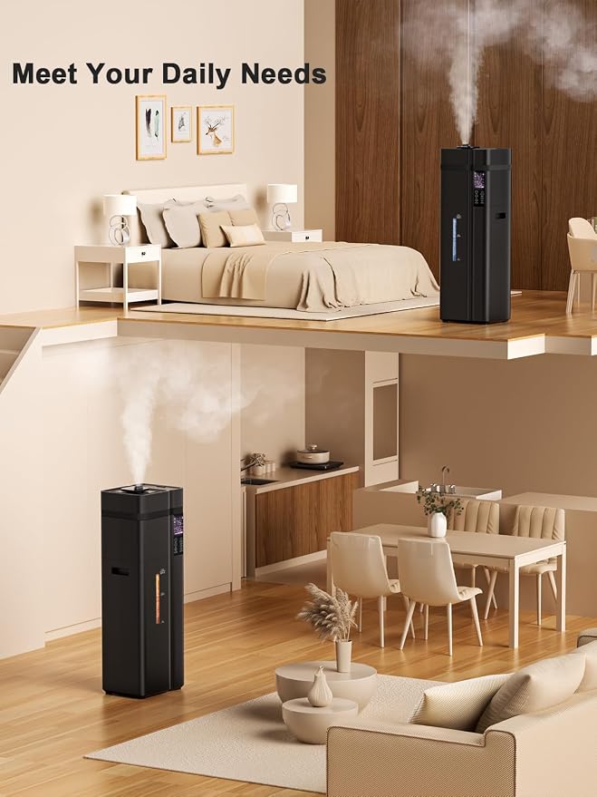 13L/3.4Gal Humidifiers for Bedroom, Ultrasonic Warm & Cool Mist Humidifier Large Room, Covers 800ft², 72H Runtime, 24H Timer, 3 Mist Modes Top Fill Quiet Humidifiers for Home, Office, Black - Image 7