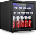 EUHOMY 48 Can Beverage Refrigerator cooler-Mini Fridge Glass Door for Beer Drinks Wines, Countertop Beverage Fridge with Adjustable Shelves Blue LED for Home/Office/Dorm/Bar, 1.3 cu.ft by EUHOMY