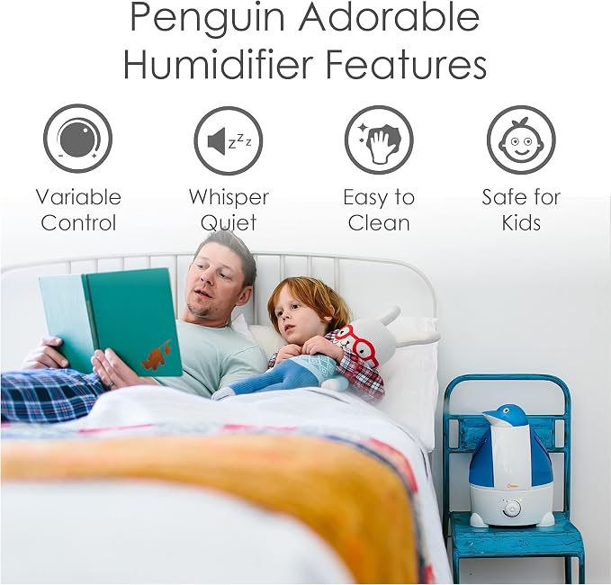 Crane Animal Humidifier for Bedroom, 1 Gal. Cool Mist Humidifier for Baby Nursery with Auto Shut-Off, Easy to Clean, Penguin - Image 2