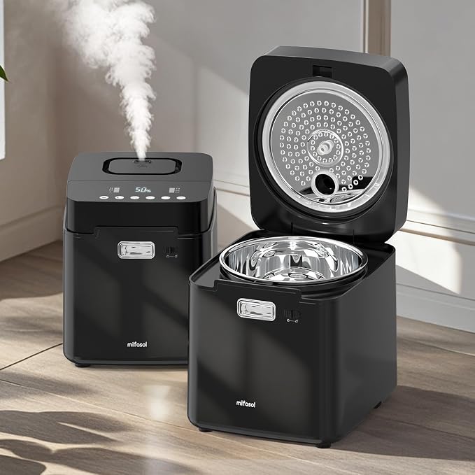 Mifasol Stainless Steel Humidifier, 3.3L/0.87Gal Steam Warm Mist Humidifiers for Bedroom 800 sq ft, Easy to Clean Humidifiers for Home, Dishwasher Safe Humidifier Large Room Baby Nursery Office, Black by PureComfortPerfectHumidity
