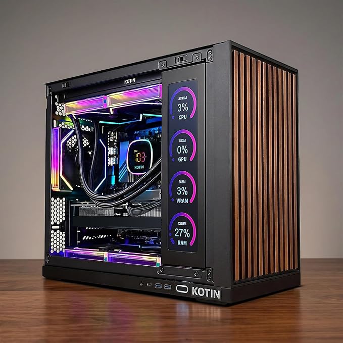 KOTIN Prebuilt Gaming PC RTX 5070 12GB, Ryzen 7 9700X, 32GB DDR5, 1TB SSD | 11.3in Smart Display, 850W 80+ Gold PSU, 360mm Liquid Cooler, WiFi 7, 1440p 4K ARGB Windows 11 Gaming Desktop Computer - Image 4