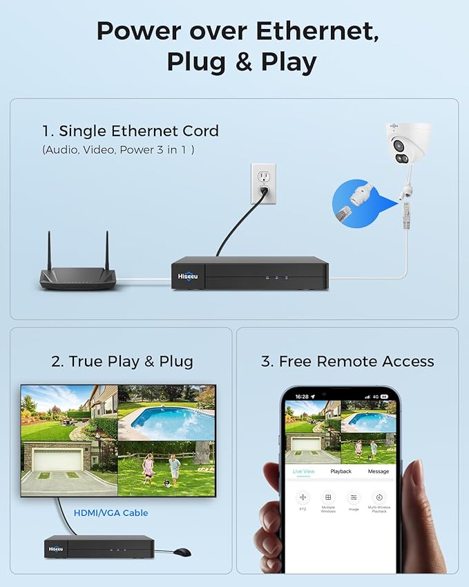 【121°Wide View+4K HD】 Hiseeu 4K Security Camera System, No Monthly Fee - Image 8