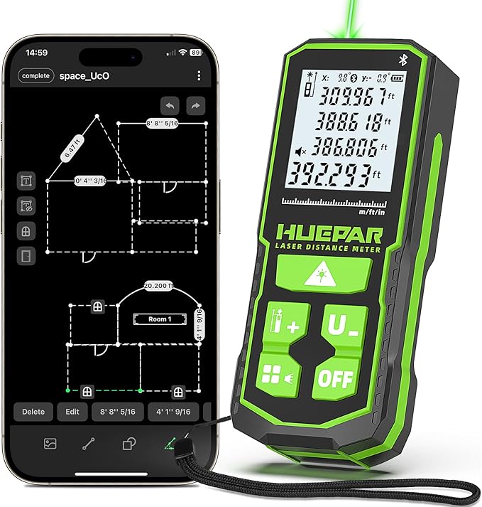 395FT Bluetooth Green Laser Measuring Tool by Huepar