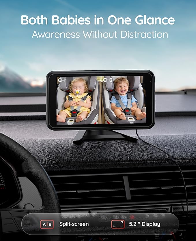 Babyvue BV6PRO Wireless Dual Car Camera Baby Monitor Fast Setup, HD1080P - Image 4