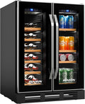 ROVSUN 24 Inch Wine and Beverage Refrigerator, Hold 17 Bottles and 61 Cans | 34 Bottles Dual Zone Wine Fridge, 37°F to 64°F, LED Light, Built-in or Under Counter Wine Refrigerator for Home/Bar/Kitchen by ROVSUN