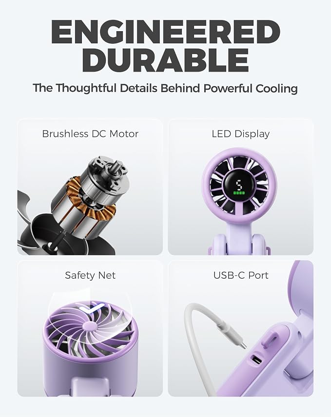 Diveblues Portable Handheld Turbo Fan, 5 Gear Wind, Battery Operated, Up to 12 Working Hours, 3 IN 1 Hand Fan with Air Turbo Tech Cooling Fan for Outdoor Activities, Travel, Working - Image 8
