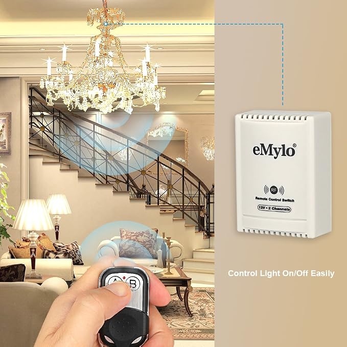 eMylo DC 12V 2CH RF Relay Smart Wireless Remote Control Light Switch Garage - Image 3