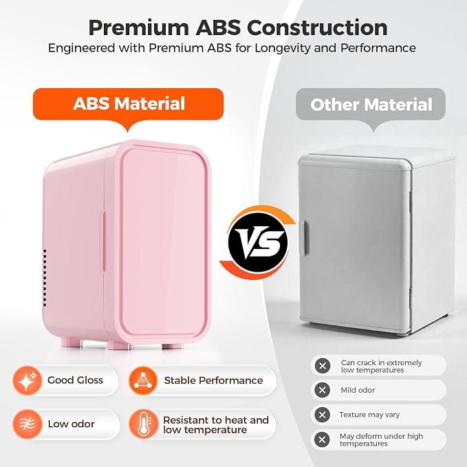 OSTBA Mini Fridge for Skincare, 6 Liter/8 Can 110V AC/ 12V DC Portable Thermoelectric Cooler Refrigerators for Bedroom, Skincare, Beverage, Office, Dorm Room and Car, Pink - Image 6