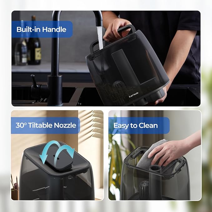 Top Fill Humidifiers for Bedroom, 4.0L Tank Cool Mist Humidifiers for Large Room, 30H Runtime, 28dB Quiet Ultrasonic Air Humidifier for Home with 9H Timer, Aroma Tray - Image 6