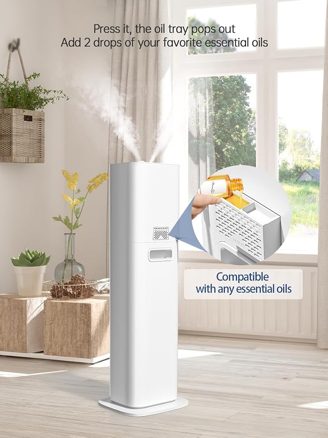 8L Smart Humidifiers for Bedroom Large Room, 2.1Gal Cool Mist Top Fill Diffuser Ambient Light, App & Remote Control, 3 Mist Modes, Quiet Humidifier for Home Office Plant (White) - Image 7