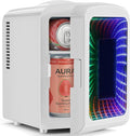 Antarctic Star Mini Fridge 4 Liter/6 Cans Portable Mini Compact Refrigerator with Gaming Light, for Bedroom,Car,Office and Dorm, Small Cooler for Cosmetics, Beverage and Food, White by AntarcticStar