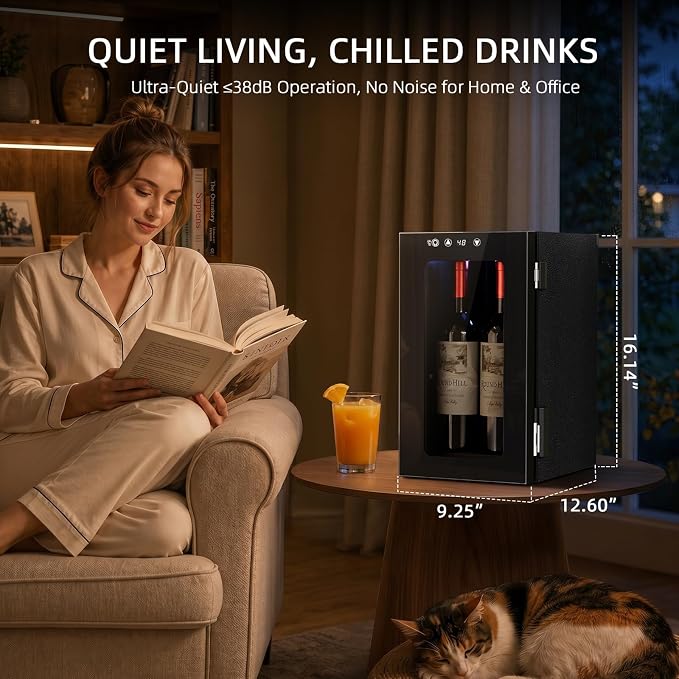 Antarctic Star Wine Cooler, 0.4 Cu. Ft. Portable Mini Wine fridge | Electronic Temp Control, 40-61°F Adjust Temp, Glass Door, Counter-top Drink Fridge for Bedroom, Dorm, Office, Bar & Kitchen - Image 5