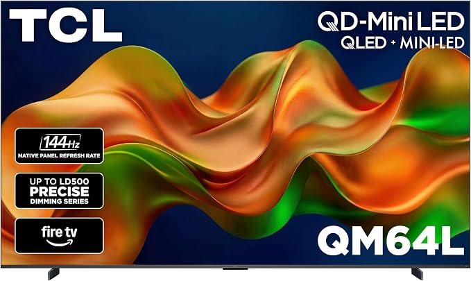 TCL 98 Inch Class QM64L Series | Mini LED QLED 4K HDR Smart Fire TV | 98QM64L, 2026 | 120Hz-144Hz High Brightness, Dolby Vision Atmos, Alexa+ Voice Remote AI Streaming Television | Amazon Exclusive by TCL