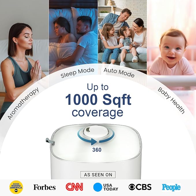 MIKO Ultrasonic Humidifiers for Bedroom Baby - Pre Filter, Wifi App controlled, Auto Mode, No Leak Design, Sleep Mode, Built-in Timer, Humidifier for Babies & Home - Image 3