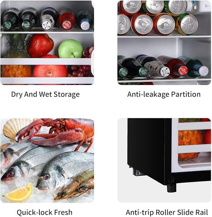Refrigerator with Freezer 3.5 Cu.Ft Top-Freezer Compact Refrigerator Black | 7 Level Adjustable Thermostat Control, 2 Door ,Low noise,Low Power Consumption - Image 7