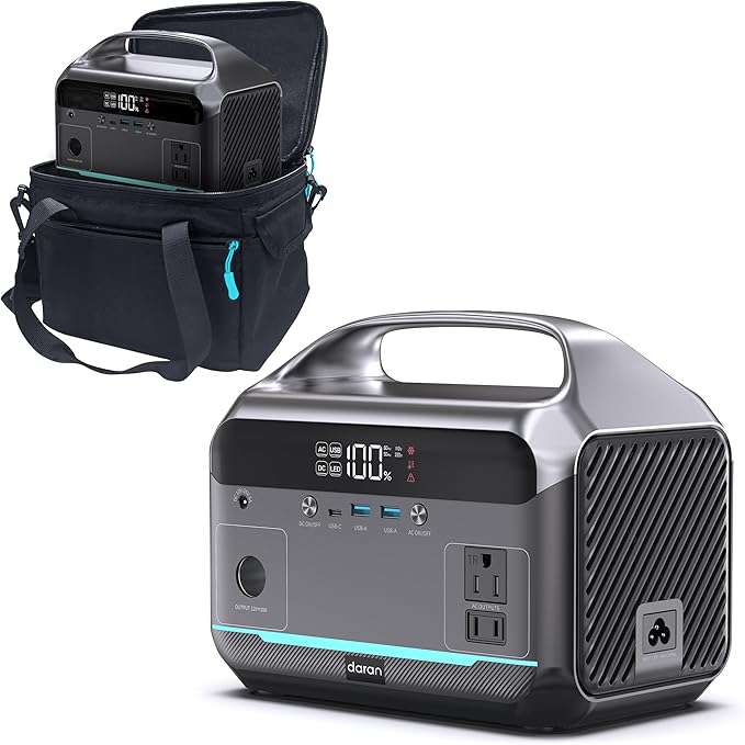 Portable Power Station, 288Wh (90,000mAh) LiFePO4 Battery, 350W (600W Peak) Power Bank with AC Outlet, Mini Solar Generator 7-Port Design, 2.1Hrs Fast Charing for Emergency, Hurricane (Solar Optional) by DARAN