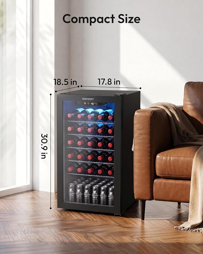 EUHOMY Beverage Refrigerator Cooler, 125 Can Mini Fridge with Glass Door for Soda Beer or Wine, Beverage Cooler for Home, Office, Bar with Removable Shelves, Black - Image 6