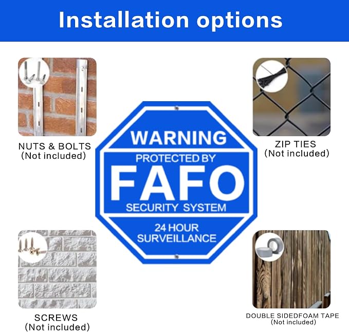 2Pack 10'' x 10'' Protected by FAFO Reflective Funny Security Sign, - Image 4