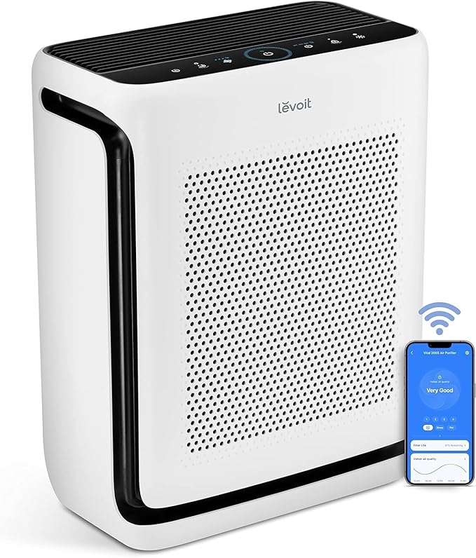 LEVOIT Smart Air Purifier for Home Pets Room up to 1875 ft Vital 200S-P | For Quiet Bedroom at 27dB, AHAM VERIFIDE, Air Quality Monitor, HEPA Sleep Mode for Allergies, Pet Hair and dander, White by Unknown
