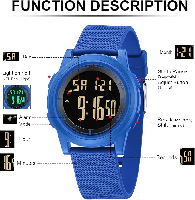 HANPOSH Mens Digital Watch Ultra Thin Minimalist Sports Waterproof Outdoor LED - Image 5