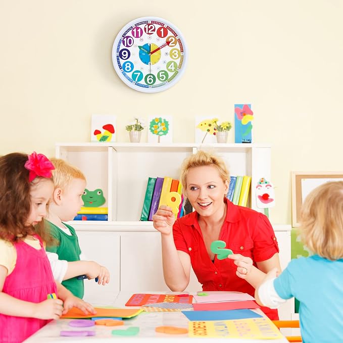 Lafocuse 12 Inch 3D Numbers Silent Kids Wall Clock, Learn to Tell Time Clock - Image 4
