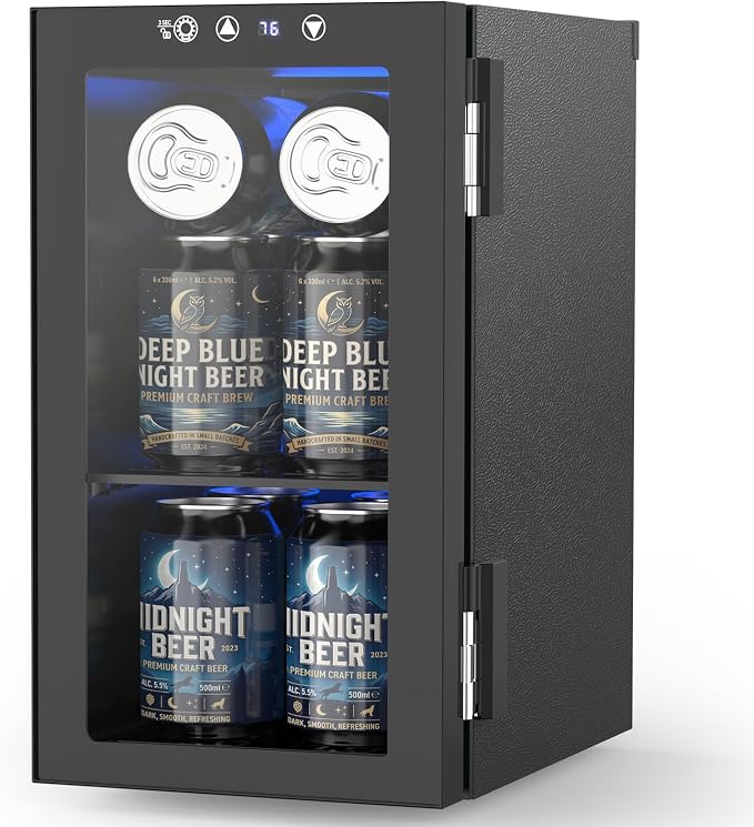 Electactic Wine Fridge Freestanding Counter-top, 12 Cans Wine Cellar Drink Cooler for Soda, Canned Beer, Adjustable Digital Temperature Control for Home Dorm Office, Black by Electactic