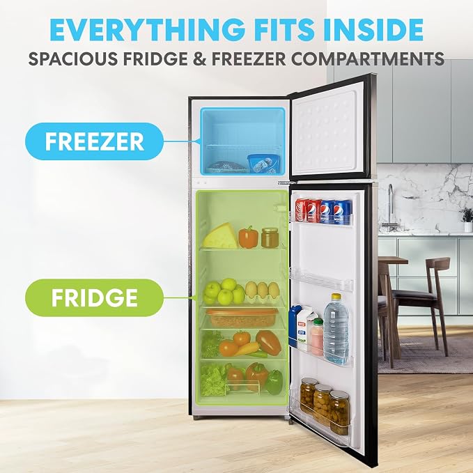 Simpli-Magic 10 Cu.Ft. Fridge with Freezer – Double Door Compact Refrigerator for Office, Dorm, Bedroom, Garage – Adjustable Thermostat, Large Capacity, Stainless Steel Finish - Image 3