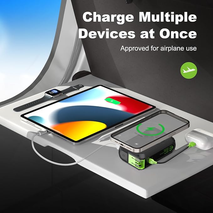 P05 Portable Charger, Magnetic Power Bank, Small Wireless PowerBank, Battery Pack 20000mAh Travel Essentials Fast Charging With Built in Cable, Foldable Wall Plug for iPhone,Samsung,Andriod - Image 6