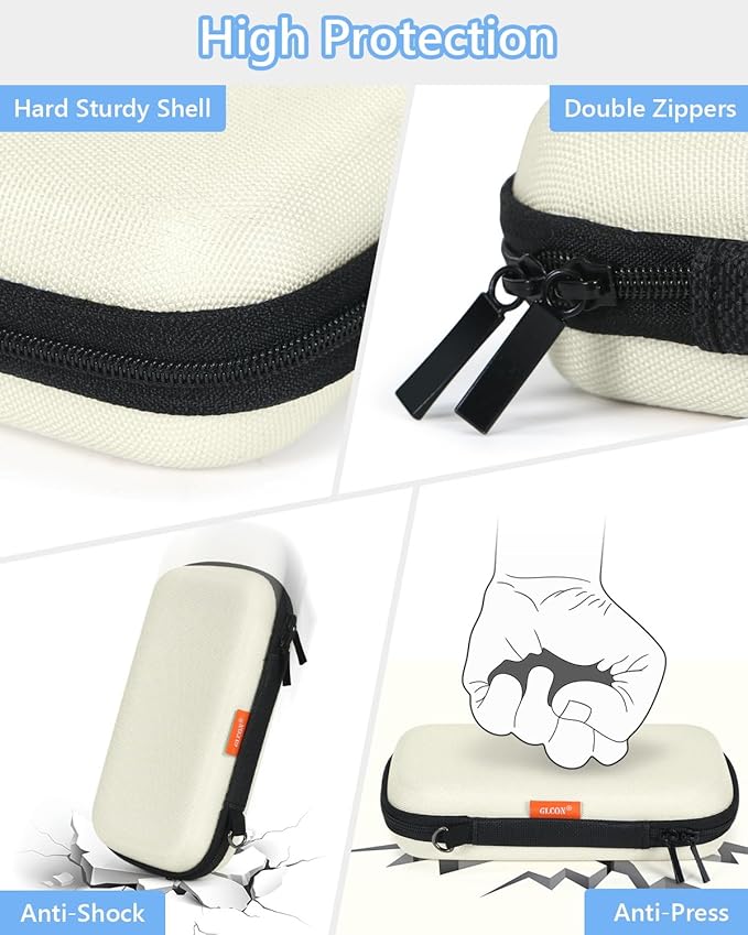 Off White Small Travel Electronic Organizer Case - Universal Hard Carrying Case Portable Storage Pouch Bag for Tech Accessories, Cable, Cord, MP3 Players, Card, Car Key Cash, SD Card - Image 4