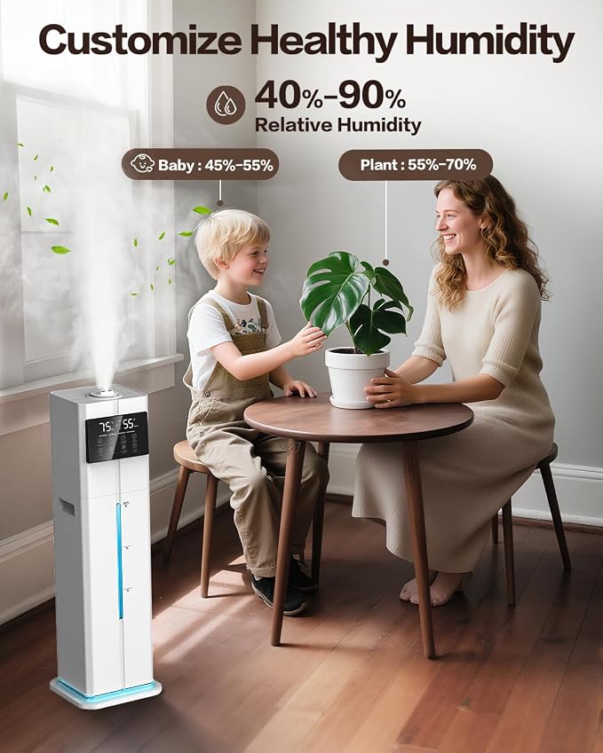 Cool Mist Humidifiers for Bedroom, Ultrasonic 2.4Gal 9L Quiet Top-Fill, Easy Clean with Essential Oil Tray, 360°Nozzle, 4 Speed, Remote, 60H Runtime, for Baby, Adults, Plants, Home, House, Large Room - Image 3