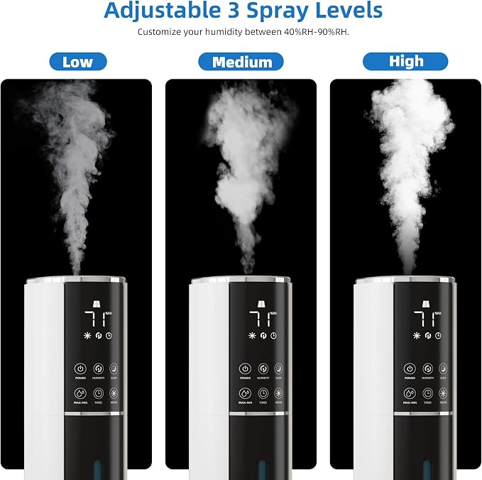 9L/2.5Gal Humidifier, Top Fill Quiet Cool Mist Humidifiers for Bedroom, Covers 550ft²,100H Runtime, 3 Mist Modes Humidifier Large Room, Home, Office, Plants with essential oil diffuser - Image 6