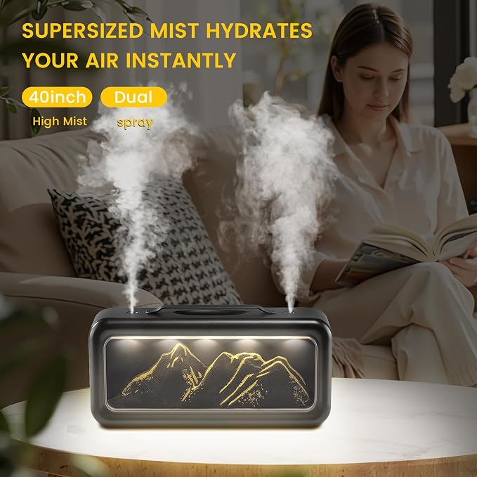 HEEYCEM Small Humidifiers for Bedroom, 600ml Cool Mist Top Fill Humidifier for Baby Nursery, Ultra Quiet 23dB, Air Humidifier with Night Light,for Plants,Home, Office (Black) - Image 2