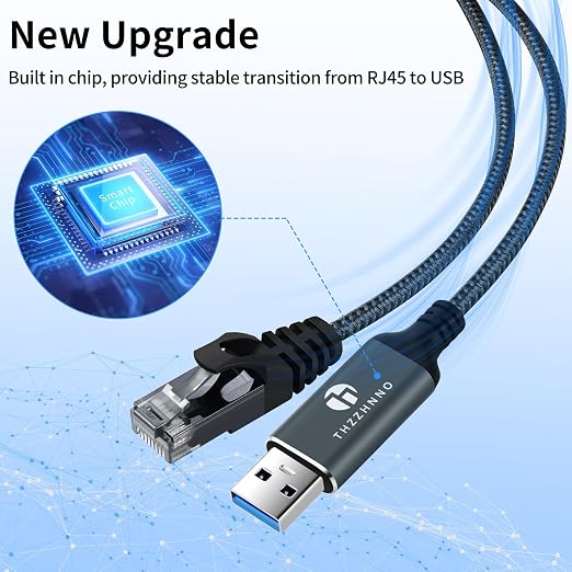 USB to Ethernet Cable 30FT, USB 3.0 A to RJ45 Male Cable Directly Connected - Image 2