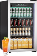 Erivess Mini Fridge 110Can Beverage Refrigerator Cooler Glass Door for Soda | 3.1 Cu Ft Drink Fridge for Home/Bar/Office with LED Display, Digital Temperature Control, Removable Shelves for Wine, Silver by Erivess