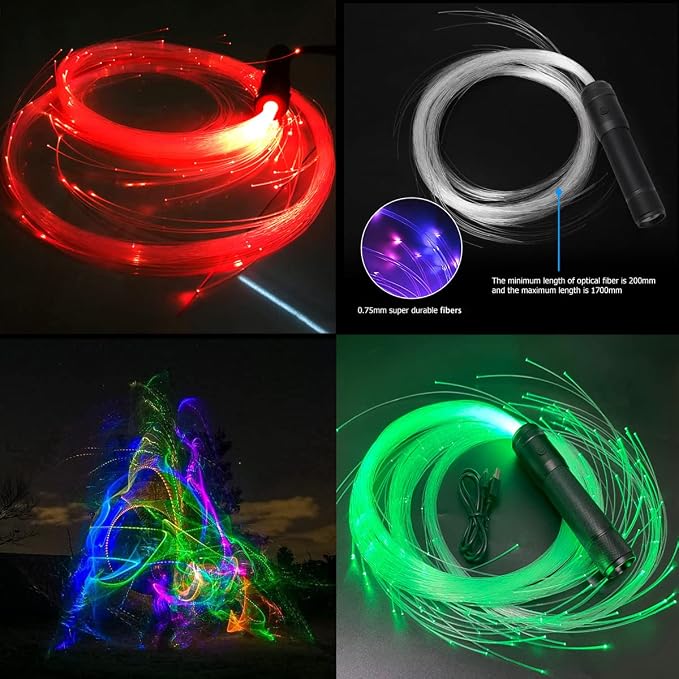 Fiber Optic Dance Whip Rechargeable, AZIMOM Space Whip 6ft 360° Swivel 36Mode - Image 6