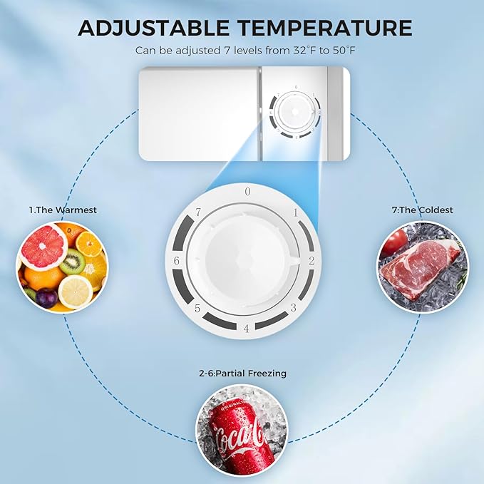 Antarctic Star Compact Refrigerator Mini Fridge with Freezer, Single Reversible Door, Dorm Fridge, Wire Shelf, Defrost Button, for Bedroom, Office, kitchen, 1.7 Cu. Ft, Black - Image 3