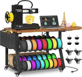 3D Printer Stand with Foldable Desktop & Fabric Drawer – Compact Rolling 3-Tier by Anrigeail